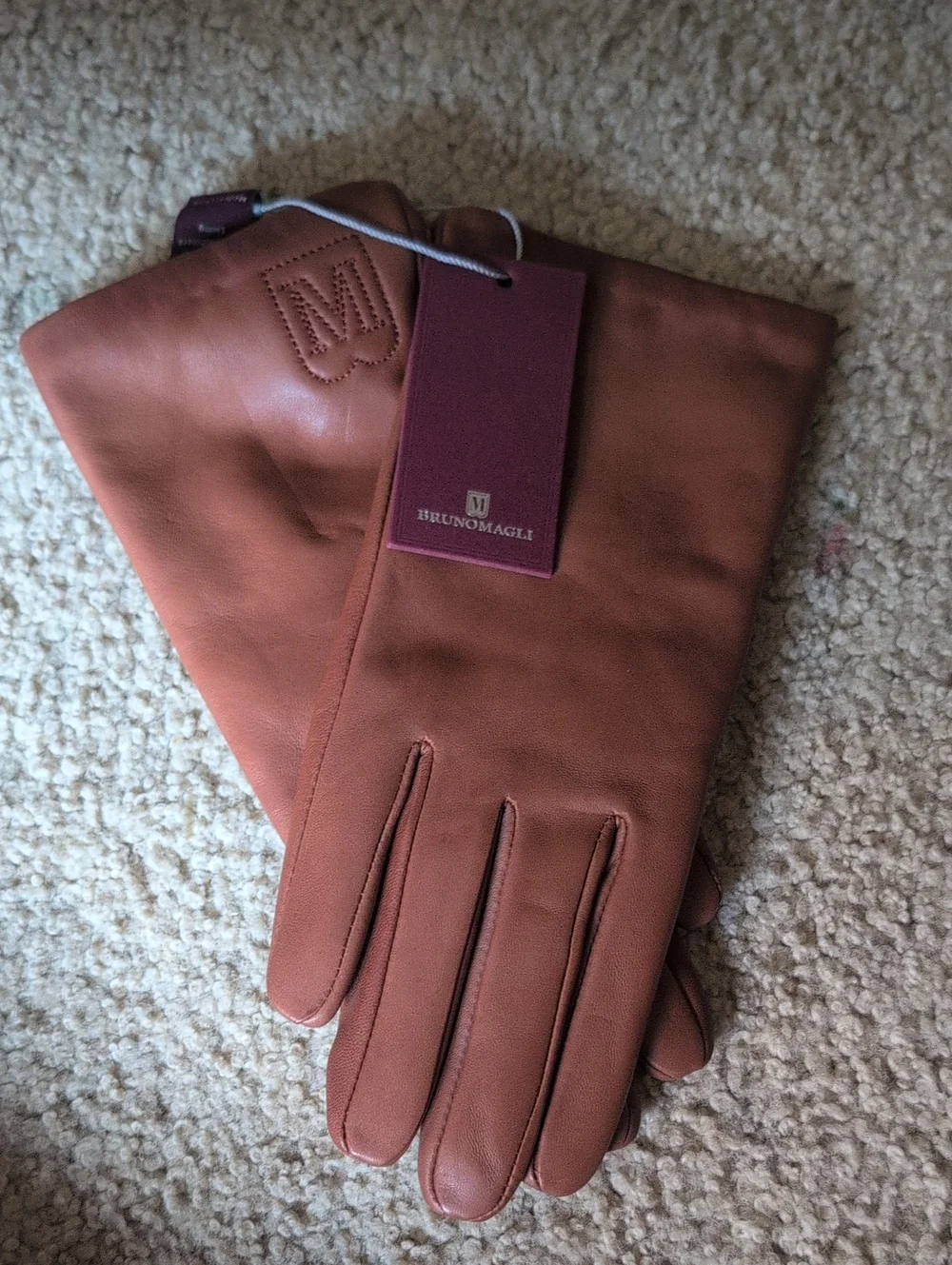 Bruno Magli Women's Leather Gloves in Cognac
